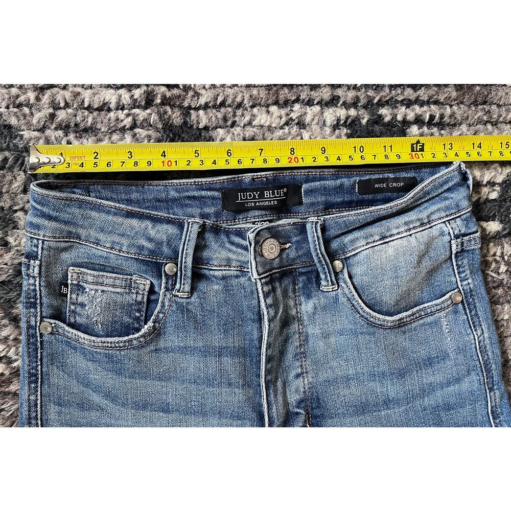 Judy Blue Wide Leg Cropped Jeans Raw Hem High Rise Super Soft Comfortable Sz 26 - Picture 9 of 9